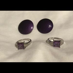 SS Amethyst Ring And earrings